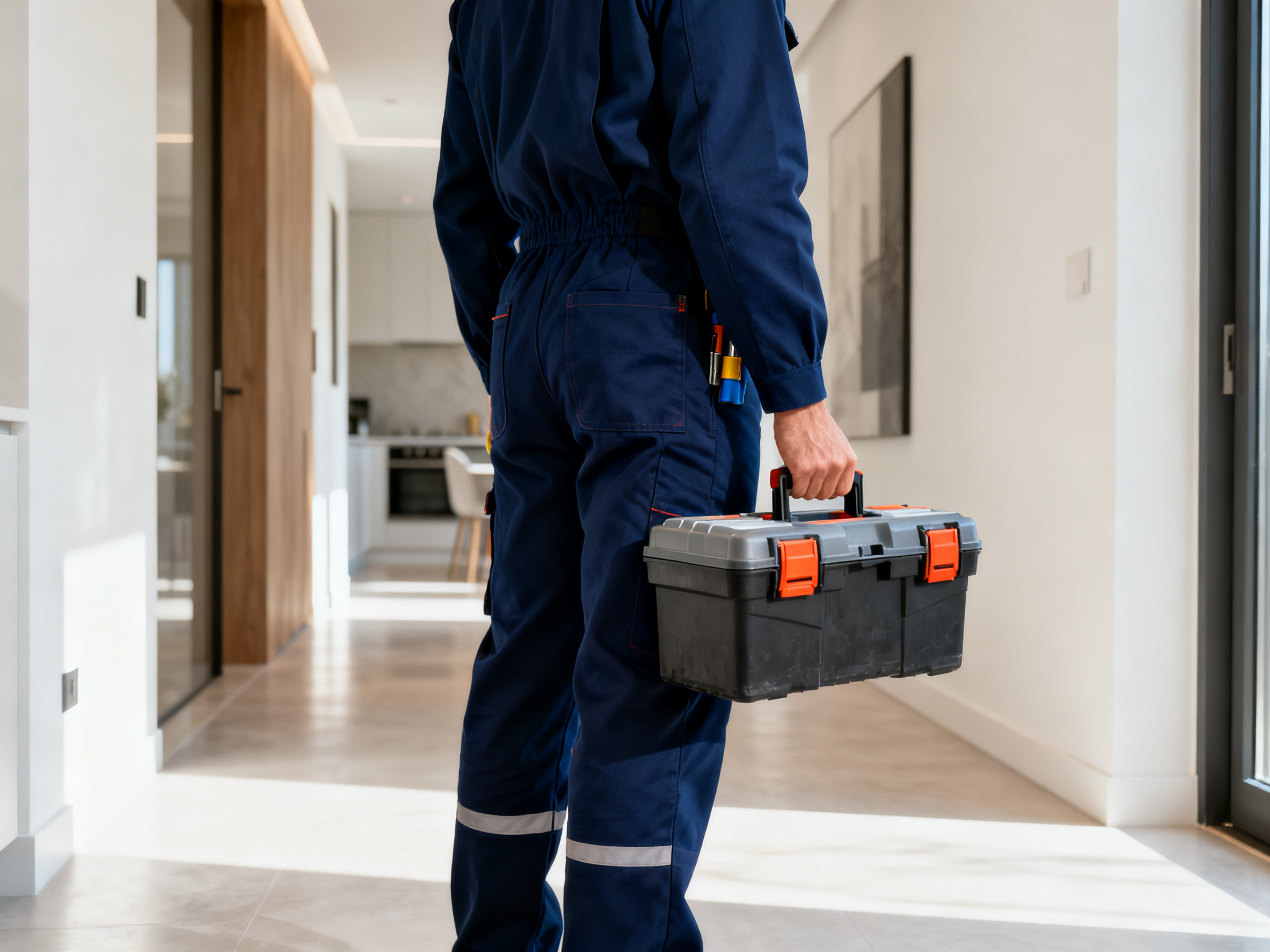 Emergency plumber arriving at customer's home